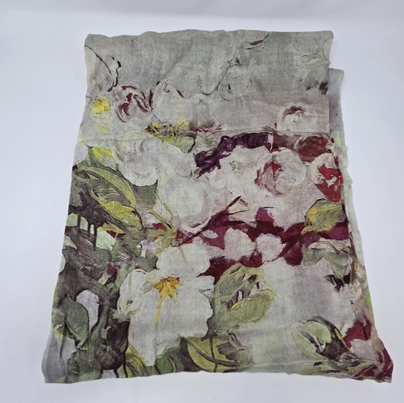 BLANK LONDON WATER COLOR FLORAL INFINITY SCARF 100% MODAL GREEN YELLOW WOMEN OS - Picture 5 of 12